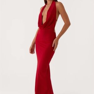 Peppermayo Bold Red Backless Dress